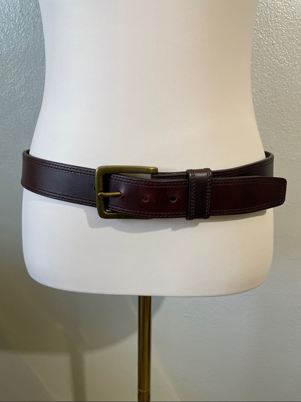 Chestnut Brown Leather Belt Heritage Workwear Sz 34 USA Utility Rugged Carhartt